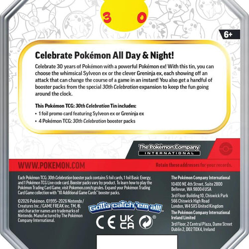 30th Celebration Tin [Greninja ex] - ME: 30th Celebration (30C)